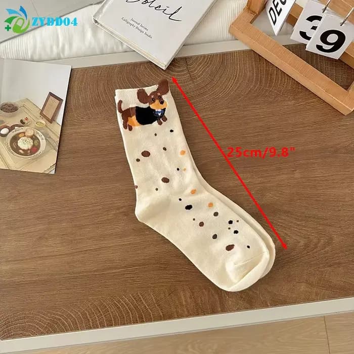 ● 1 paire de chaussettes en coton amusantes à motif de chien teckel, chaussettes imprimées de dessins animés de chien saucisse, chaussettes mignonnes pour couple