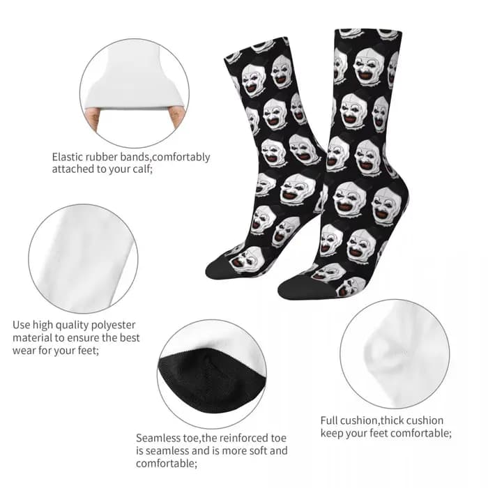 The Terrifier Art The Clown chaussettes bas drôles adultes hommes doux respirant
