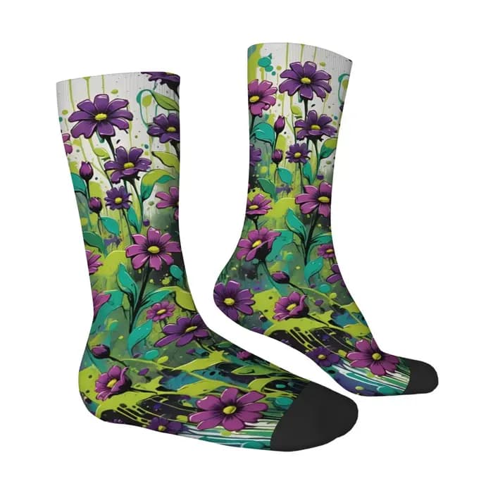 Chaussettes pour hommes à imprimé floral graffiti