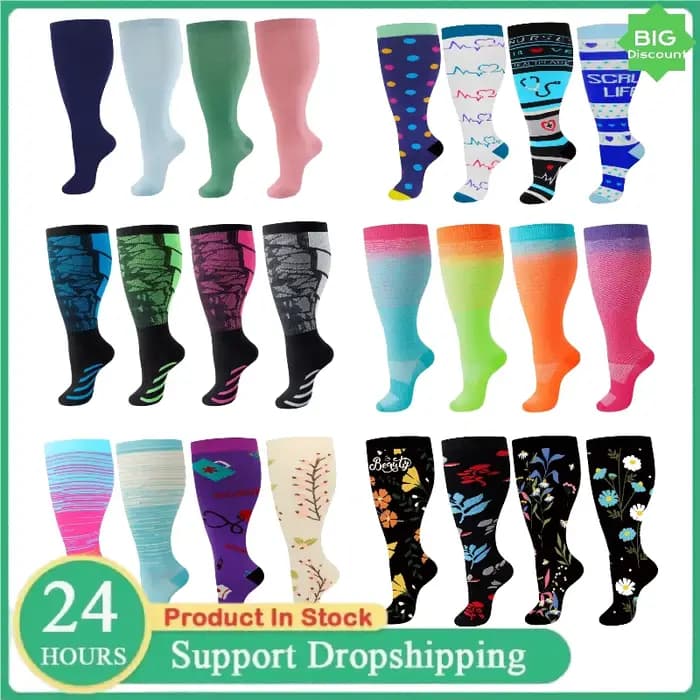 Chaussettes de Compression grande taille 2XL-4XL pour femmes et hommes
