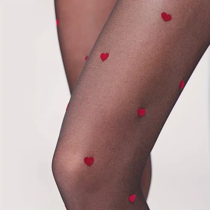 1 paire de collants transparents à motif de cœur d'amour pour femmes