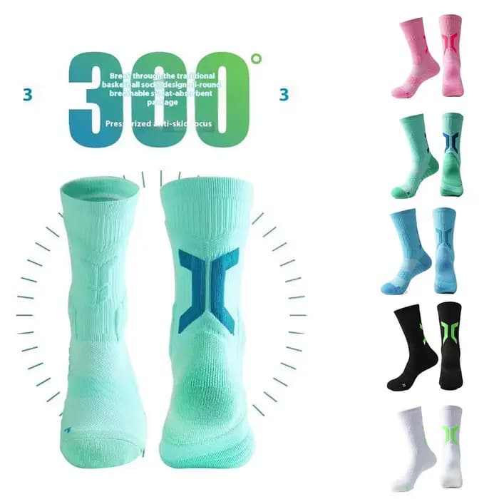 Men's Thick Cushioned Basketball Socks Anti-slip Breathable Athletic Crew