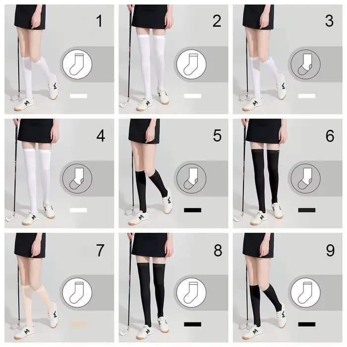 Ice injSunscreen-Chaussettes hautes noires et blanches pour le sport, le tennis, le golf, la pression, élastiques, respirantes, résistantes au soleil, la protection des jambes