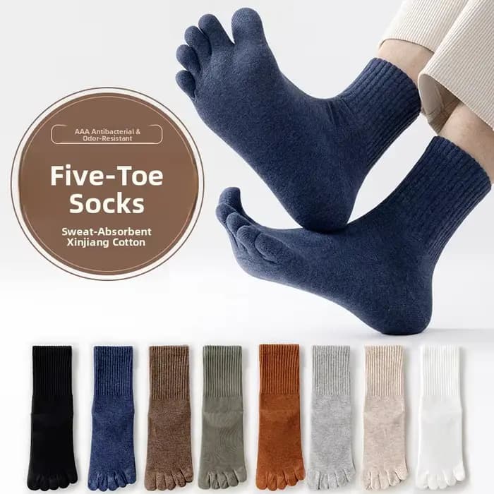 100% pur coton hommes mi-mollet cinq doigts chaussettes respirant absorbant antibactérien Anti-odeur printemps automne