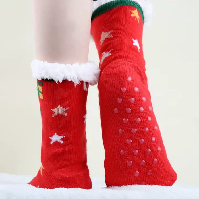 Chaussette femme printemps été épaissi polaire maison tapis de couchage chaussettes noël confortable dames