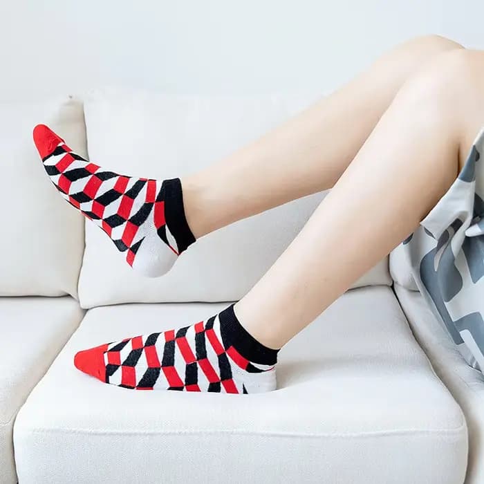1/5 Paris Fruit Print No Show Chaussettes Hommes Femmes Été Anti-Dérapant