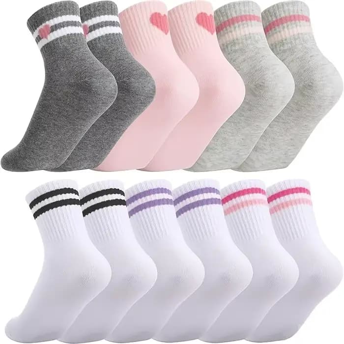 3 paires de chaussettes de sport pour filles de 9 à 12 ans avec des rayures rétro