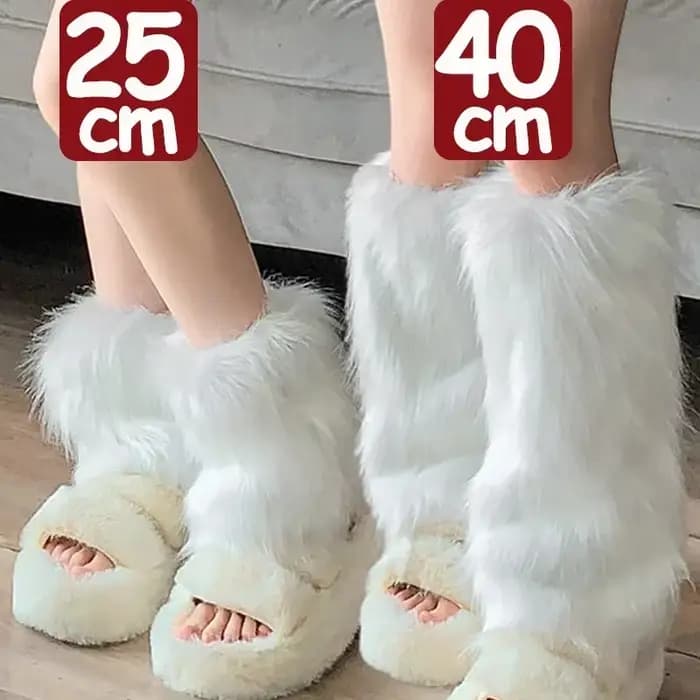 Jambières japonaises en fausse fourrure blanche