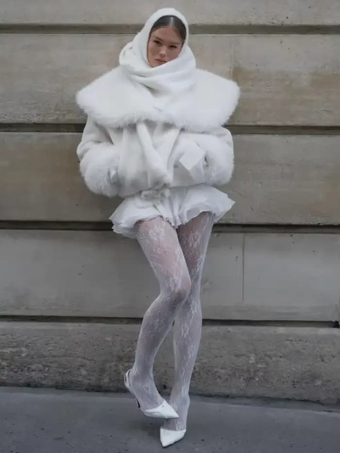 Tossy – collants en dentelle blanche pour femmes