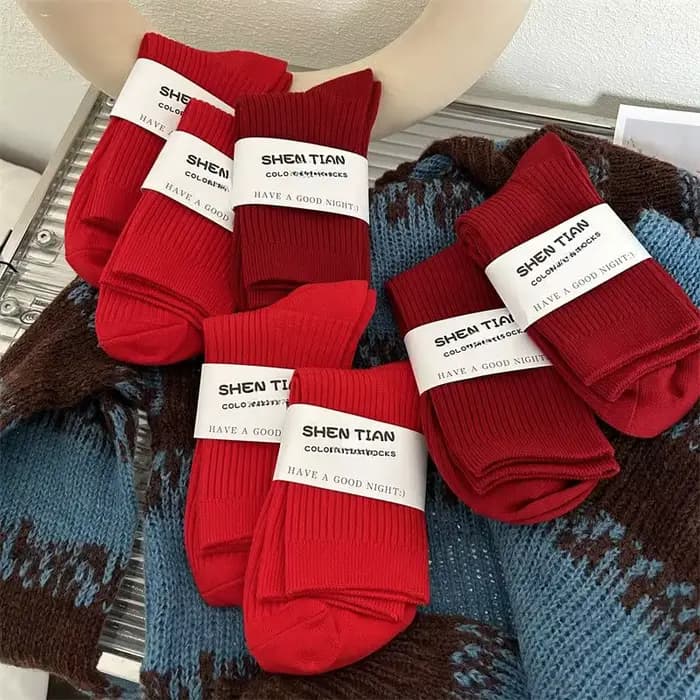 2 paires de chaussettes de Couple rouges pour hommes et femmes