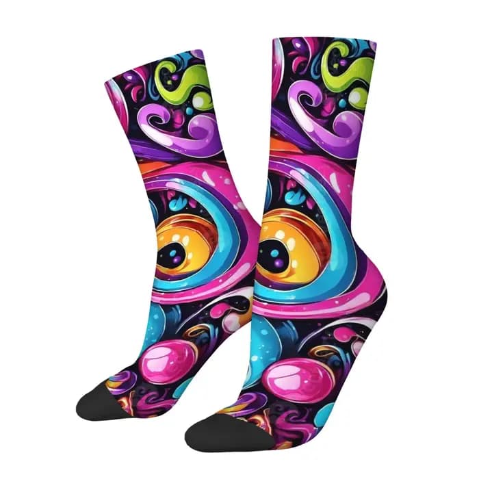 Chaussettes mi-mollet pour hommes avec imprimé abstrait fluide vibrant
