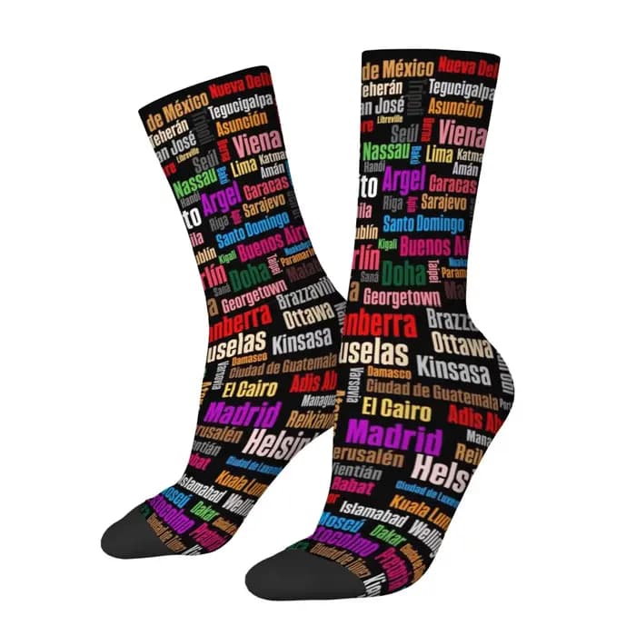 Chaussettes d'équipage avec noms de la ville du monde