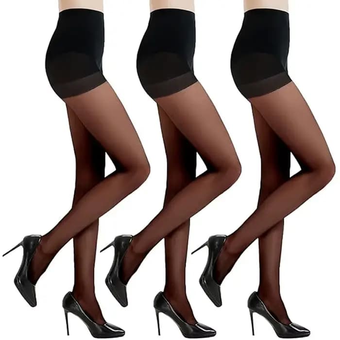3 paires de collants 20D pour femmes avec haut de contrôle et orteils renforcés