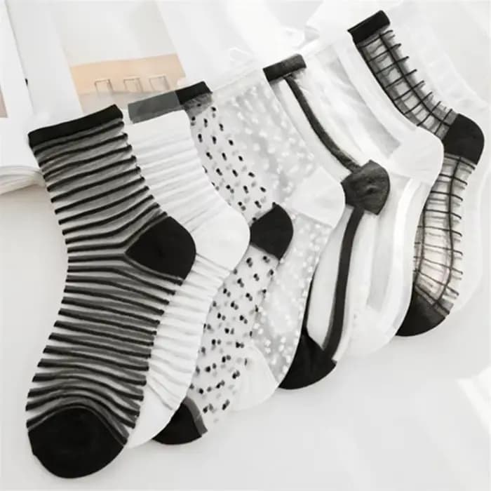 Chaussettes Sexy en résille et dentelle transparente pour femmes