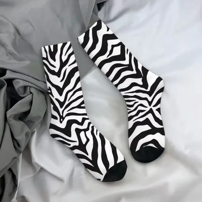 Chaussettes longues à imprimé zèbre Harajuku toutes saisons