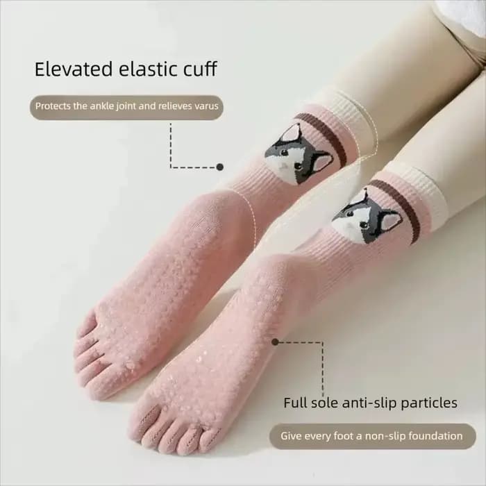 Chaussettes de yoga antidérapantes pour femmes - Design à 5 doigts