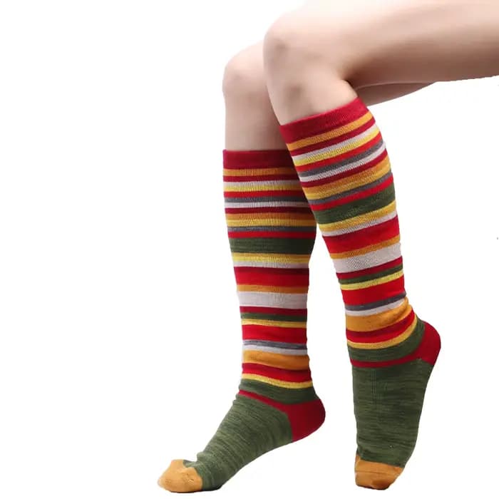Chaussettes de noël en coton à rayures colorées pour femmes