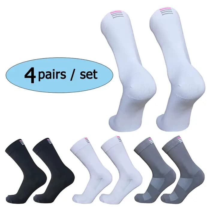 4 paires de chaussettes de cyclisme mi-longues RA pour hommes et femmes