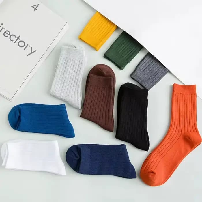 Chaussettes pour hommes automne printemps coton côtelé couleurs unies japonais basique Vintage mode multicolore