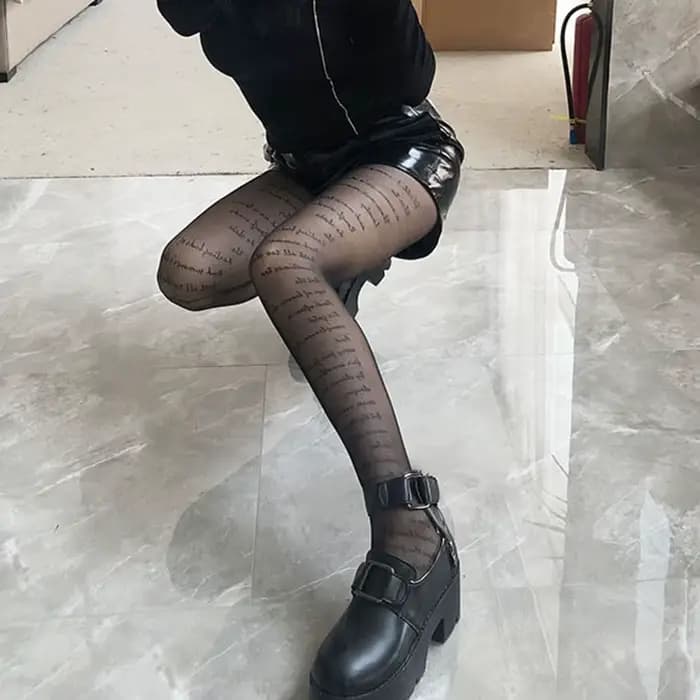 Collants Transparents en Nylon Noir pour Femme