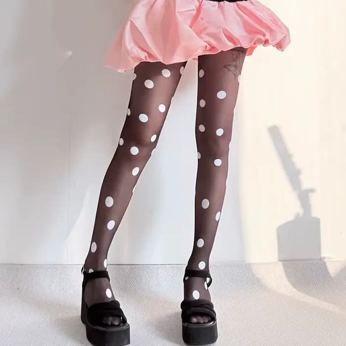 Collants à pois pour femmes 30D ultra fins translucides