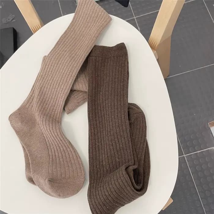 Tricot coton chaussettes longues femmes bas automne hiver chaud cuisse haute bas dames filles mode solide genou