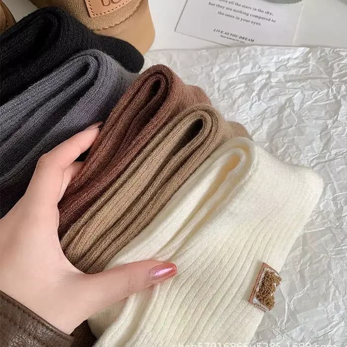 1/3 paires hiver épais chaud rembourré chaussettes couleur unie mi-mollet