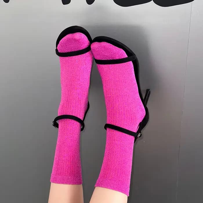 1 3 5 paires de chaussettes rayées en fil métallique pour femmes
