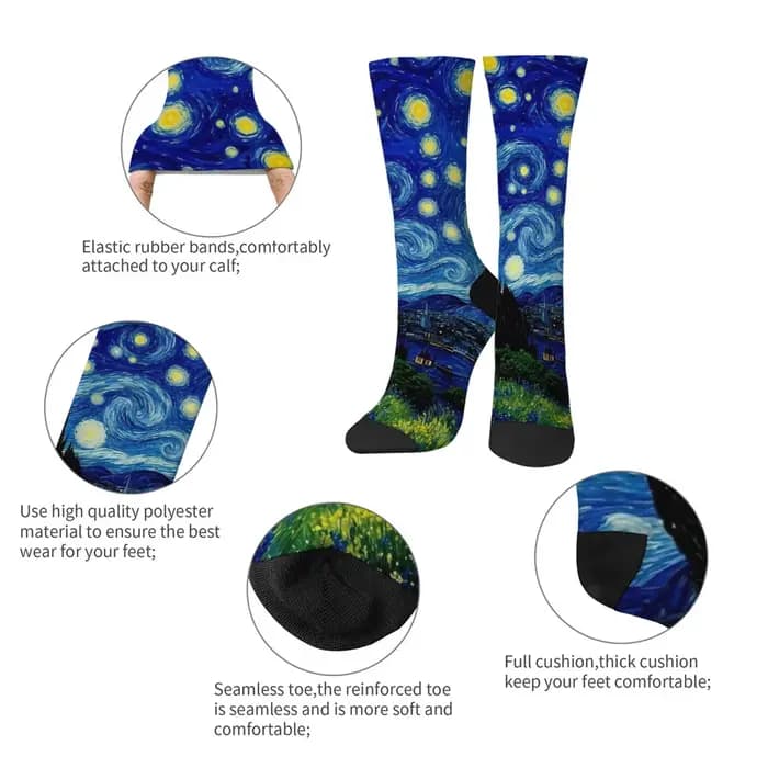 Van Gogh style nuit étoilée chaussettes pour hommes