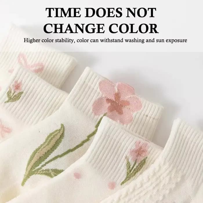 5 paires de chaussettes courtes roses avec nœud papillon et fleurs