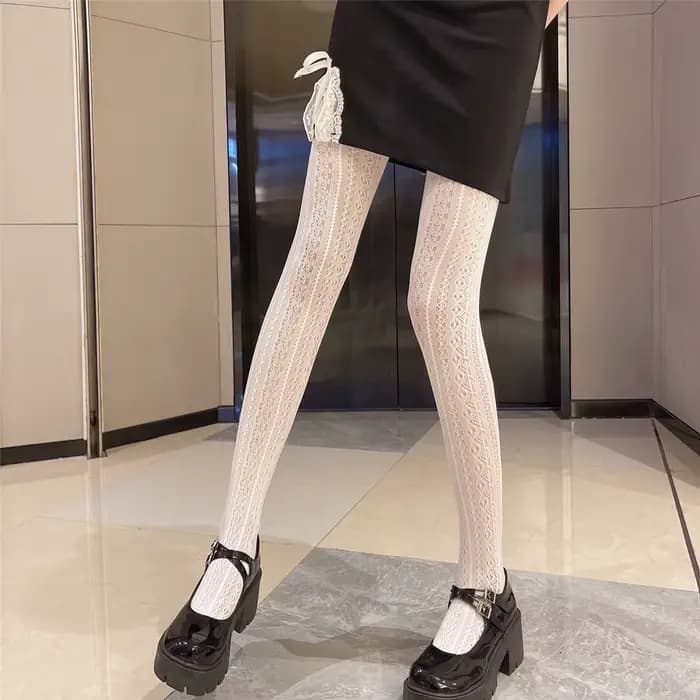 Collants résille en maille de dentelle évidée pour femmes