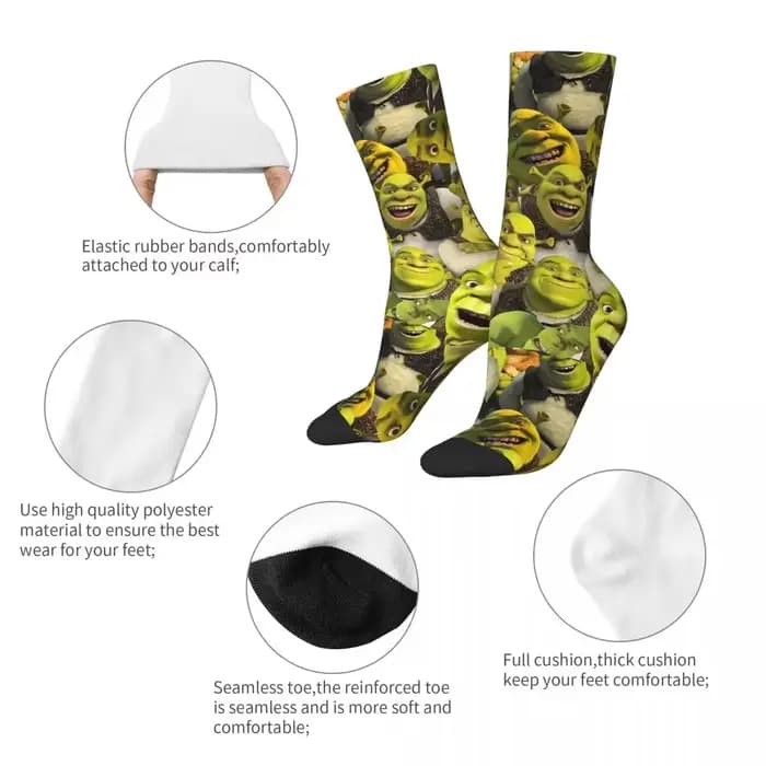Hip-hop Shrek Memes chaussettes de basket-ball visage drôle Anime Polyester