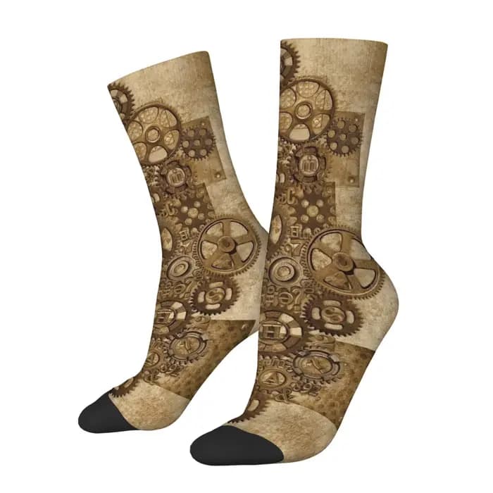 Chaussettes rétro de style punk mécanique pour hommes