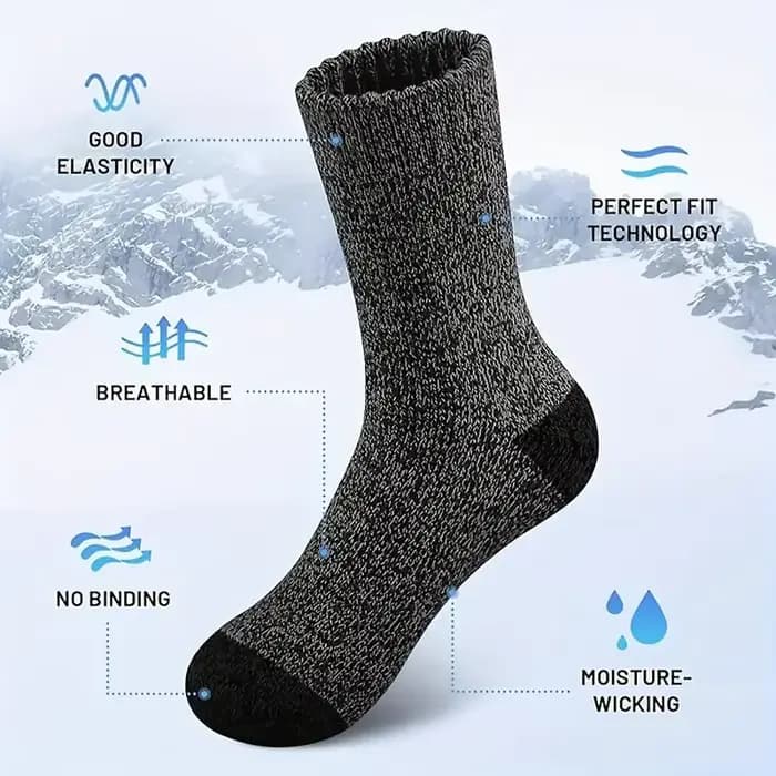 5 paires de chaussettes en laine mérinos pour hommes, chaussettes de randonnée super épaisses, chaussettes thermiques pour temps froid