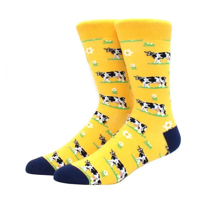 Hommes heureux amusant chaussettes impression art mignon printemps animal