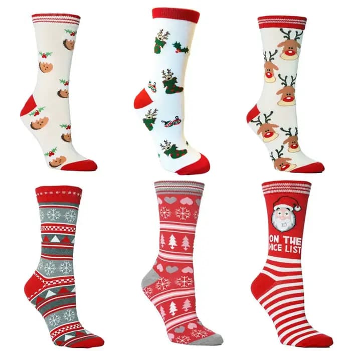 1 paire de chaussettes de noël en forme d'élan pour femmes et hommes