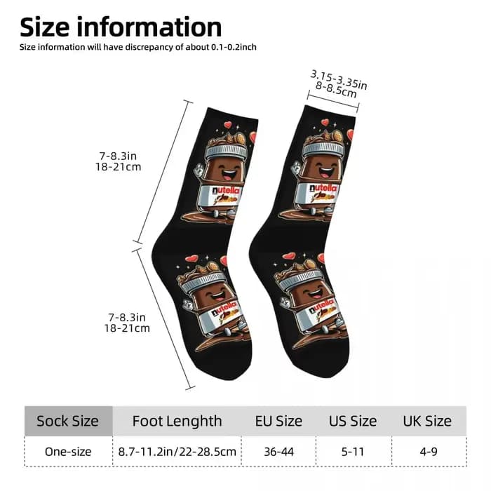 Foods Nutella bas Design Harajuku chaussettes hiver anti-dérapant