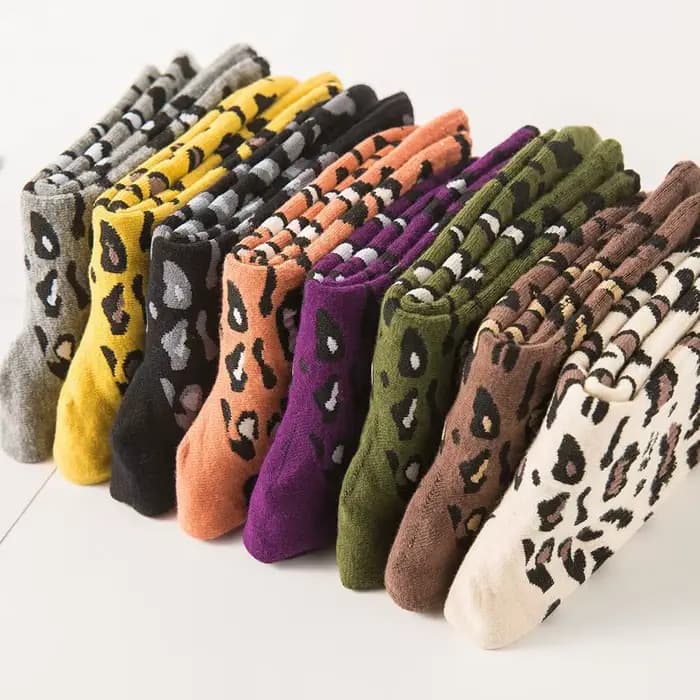 Nouvelle mode femmes imprimé léopard chaussettes printemps automne haute rue populaire