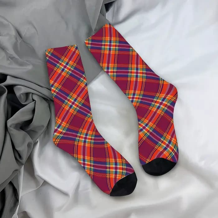 Personnalisé écossais rayures motif Tartan hommes femmes équipage chaussettes unisexe mignon Royal printemps été