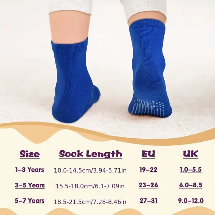 12 paires de chaussettes mi-mollet antidérapantes pour enfants de 0 à 10 ans