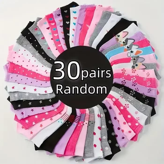 10/15/20/30/40 paires de chaussettes imprimées cœur