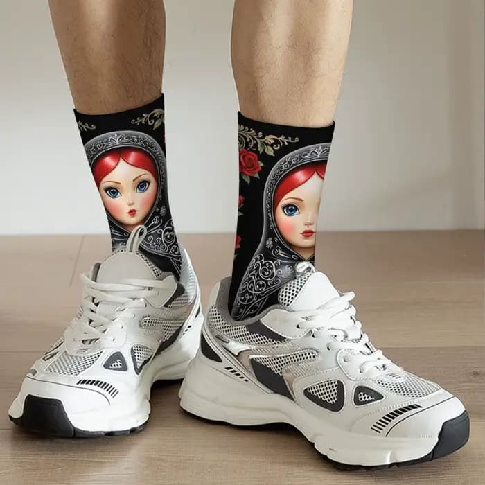 Art ethnique Rose Matryoshka chaussettes pour hommes Style rétro confortable respirant décontracté mode