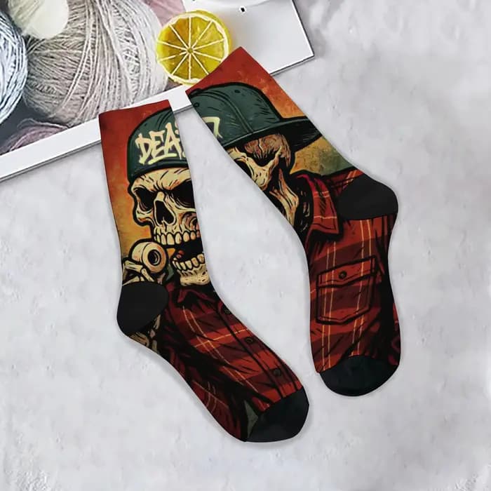 Harajuku rétro gothique crâne rue mode chaussettes nouveauté tendance Hip Hop équipage