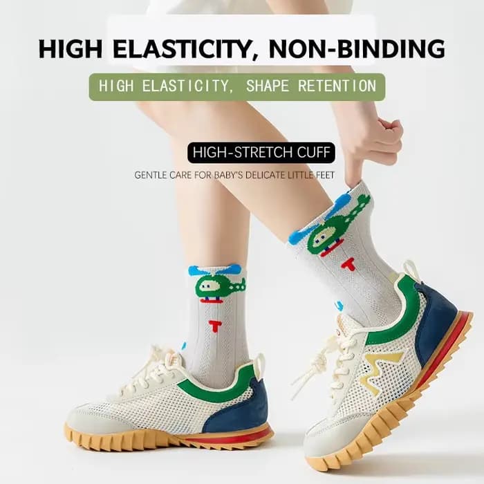 5 paires de chaussettes mi-mollet colorées à motif de voiture pour enfants