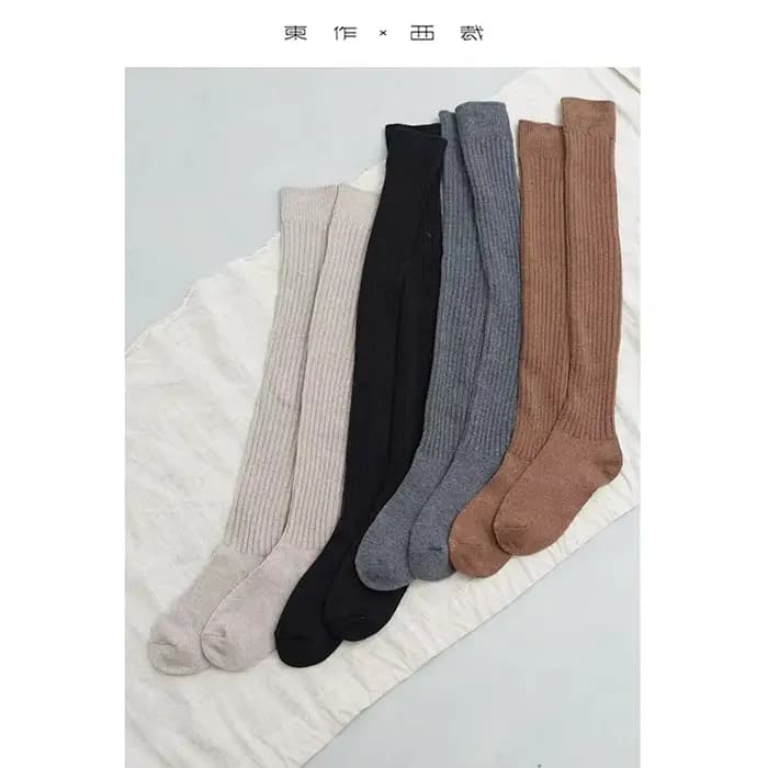 Chaussettes au-dessus du genou en laine, chaussettes mollet pour femmes, chaussettes chaudes d'automne et d'hiver à la mode et polyvalentes
