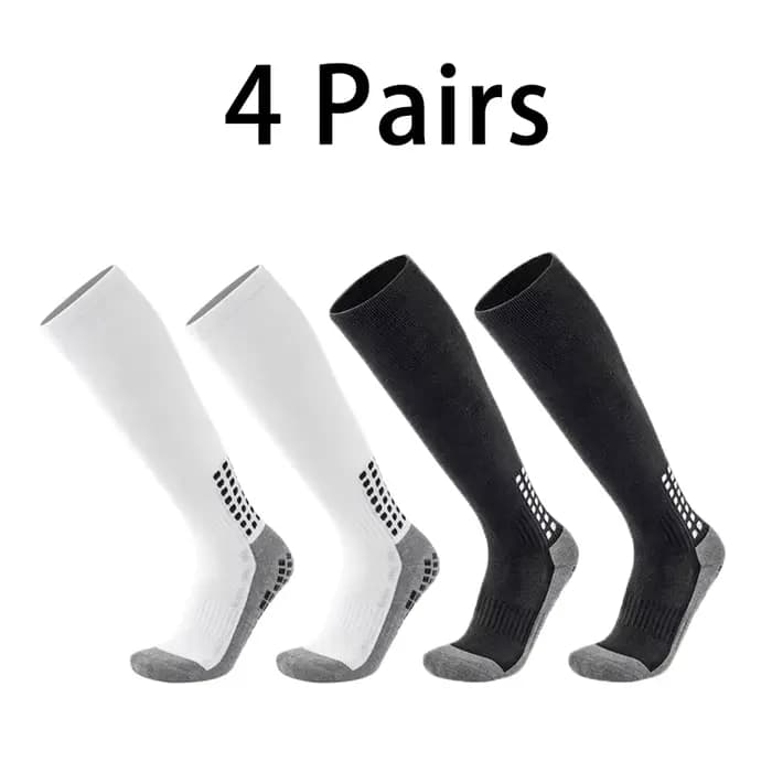 1/4 Paires de Chaussettes de Football pour Adolescents, Chaussettes Longues Antidérapantes et Respirantes pour Entraînement et Matchs en Extérieur, Chaussettes de Mollet pour Enfants