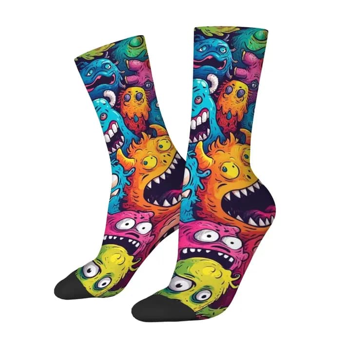 Chaussettes pour hommes à thème monstre style graffiti