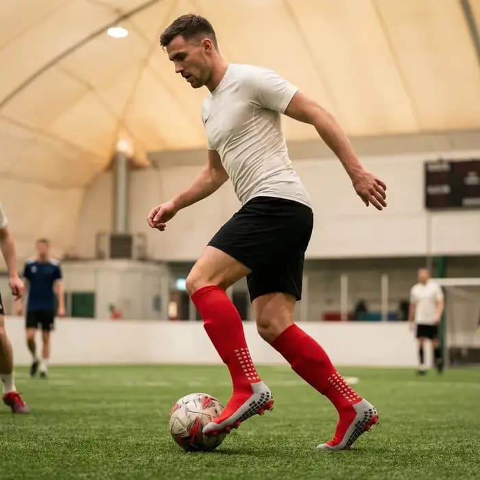 Chaussettes de football longues pour hommes, antidérapantes, respirantes, hautes jusqu'au genou, avec fond en tissu éponge, pour le cyclisme et la randonnée