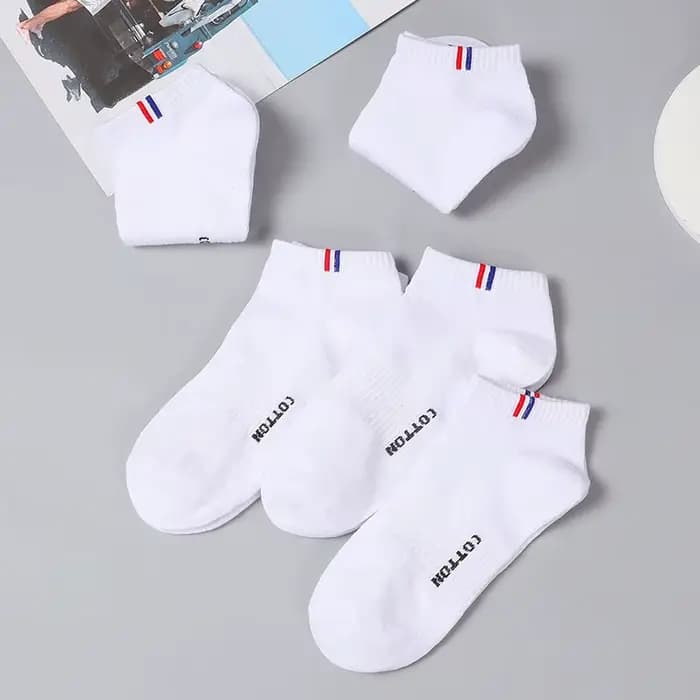 5/10 paires 1 Lot chaussettes hommes été mince Tube bas respirant blanc noir rayé cadeau Sport cheville