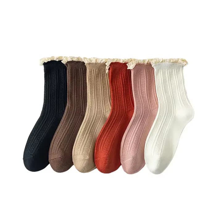 Chaussettes mi-tube torsadées en dentelle Vintage pour femmes